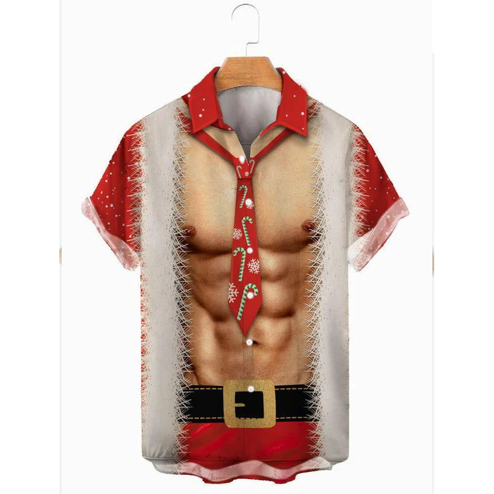 Santa Claus Men's Hawaiian Short Print Tee