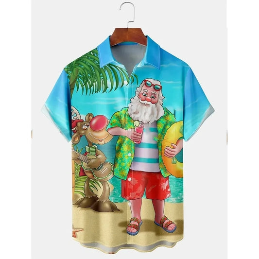 Santa Claus Men's Hawaiian Short Print Tee