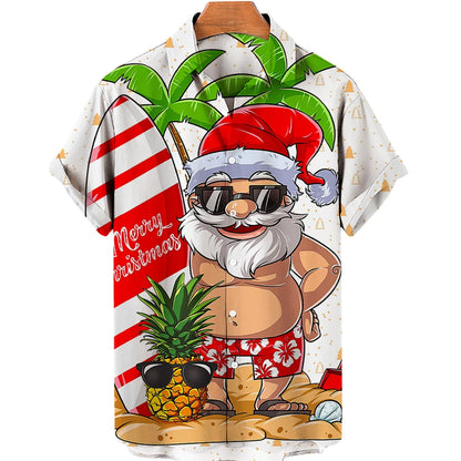 Santa Claus Men's Hawaiian Short Print Tee