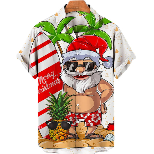 Santa Claus Men's Hawaiian Short Print Tee