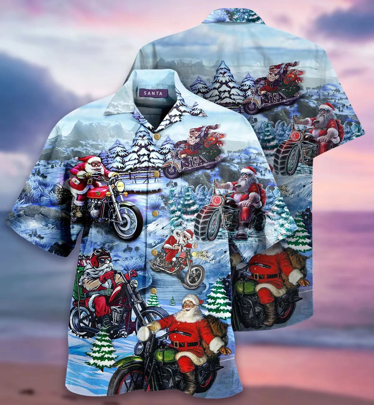 Santa Claus Men's Hawaiian Short Print Tee