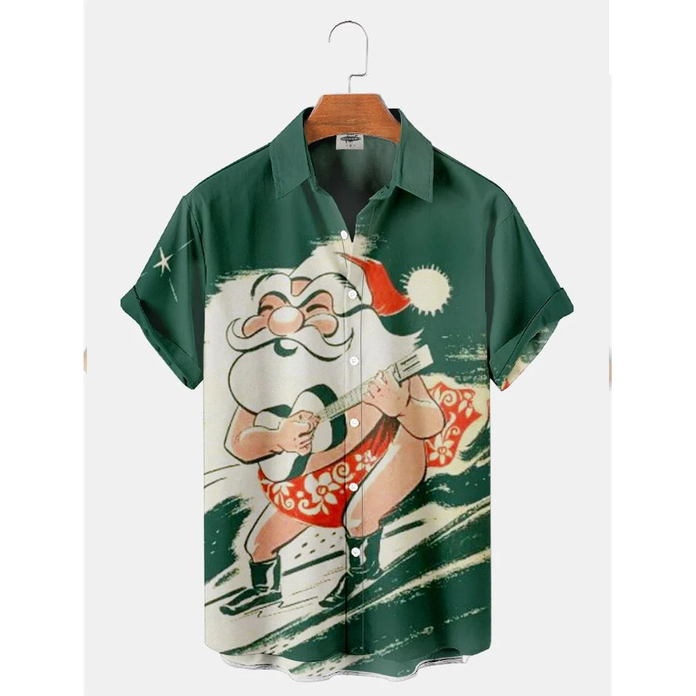 Santa Claus Men's Hawaiian Short Print Tee