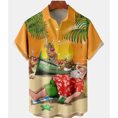 Santa Claus Men's Hawaiian Short Print Tee