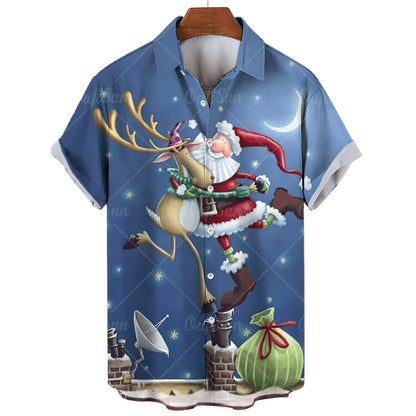 Santa Claus Men's Hawaiian Short Print Tee